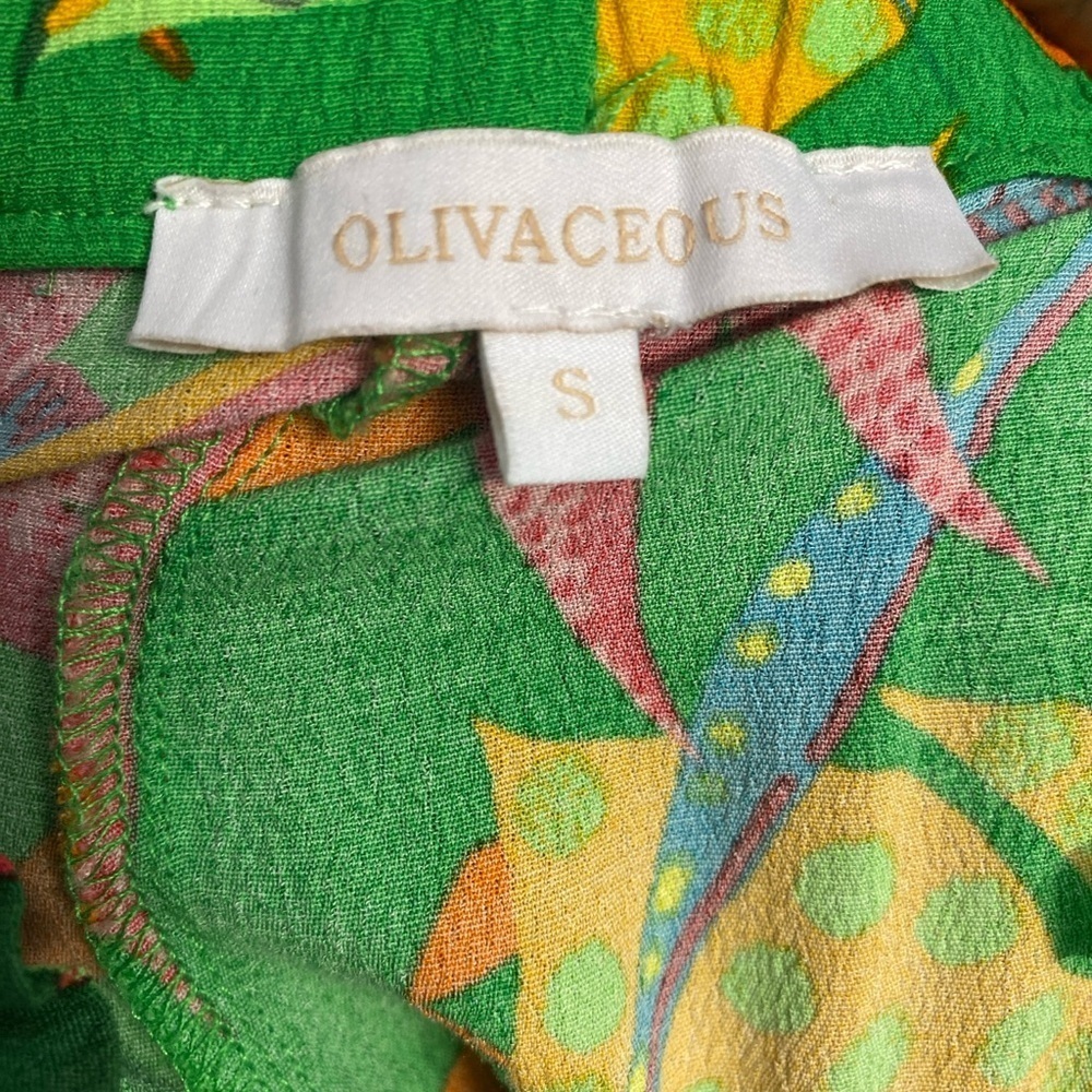 Olivaceous Vibrant Green Tropical Print Pants Size S - Picture 11 of 13